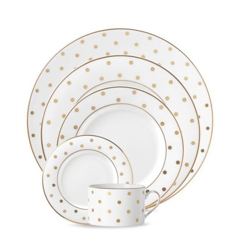 Kate Spade Larabee Road Gold 5 Piece Dinnerware Set